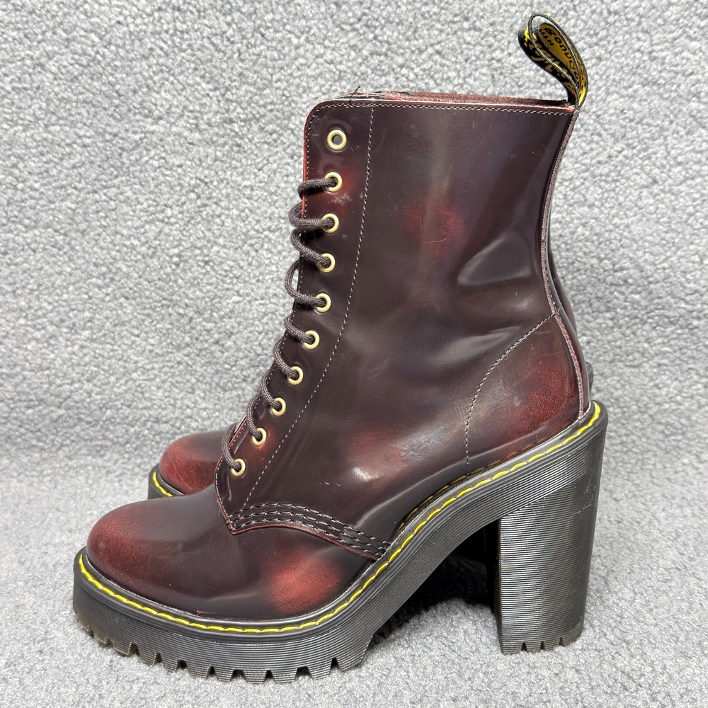 Dr Martens Kendra Womens Size 7 Platform Heeled Boots Cherry Red Arcadia Leather - Picture 3 of 9